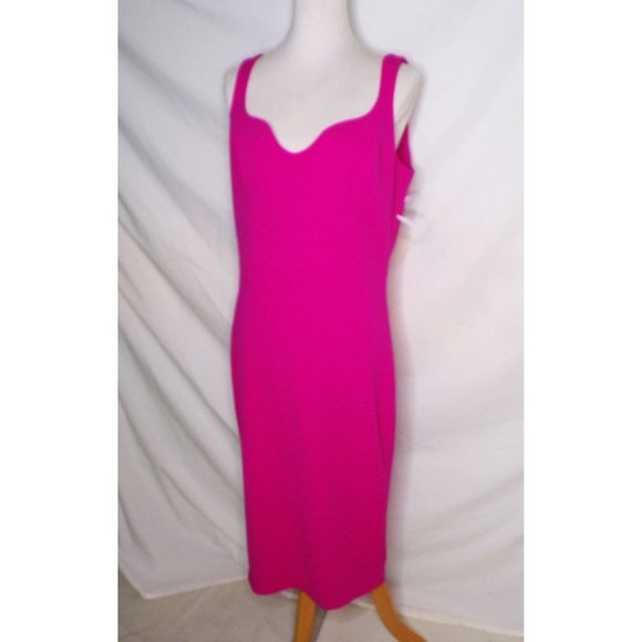 🆕DRESS THE POPULATION Sloane Sleeveless Sheath Dress Fuchsia Pink X-Large 10-12 - Picture 7 of 12